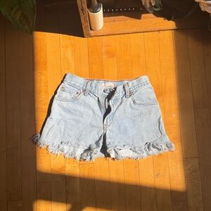 Levi's Light Blue Frayed Jean Shorts